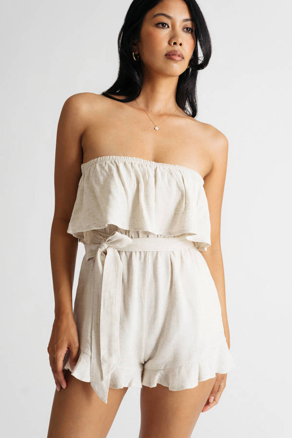 Lauren Strapless Romper - Beige