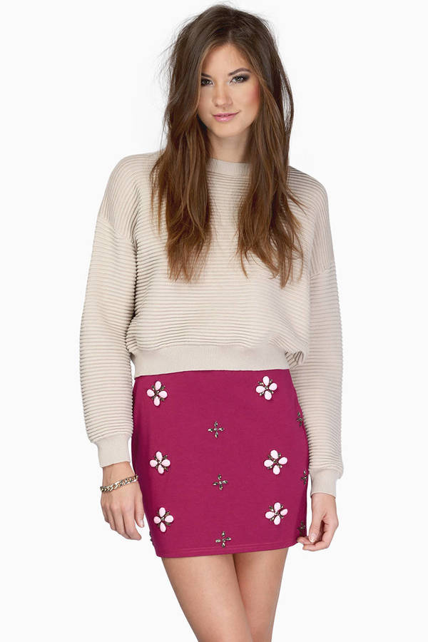 Illuminate The Sky Floral Mini Skirt - Berry