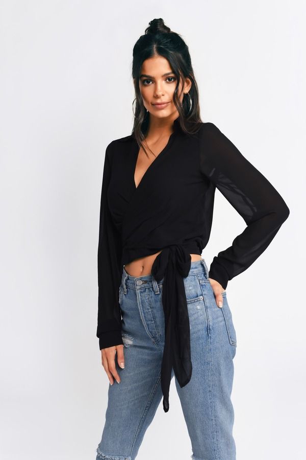 It's A Tie Plunging Blouse - Black