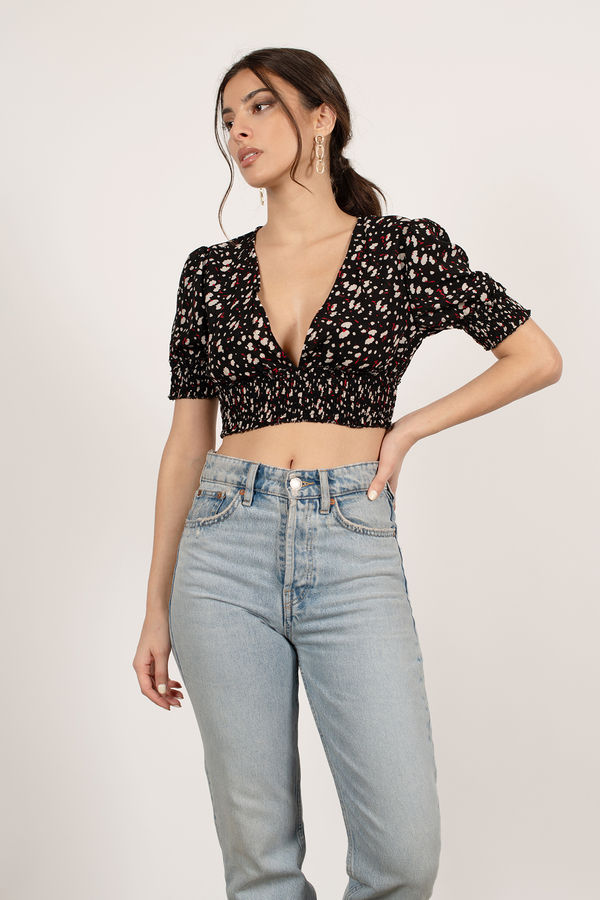 Delphine Crop Top - Black Multi