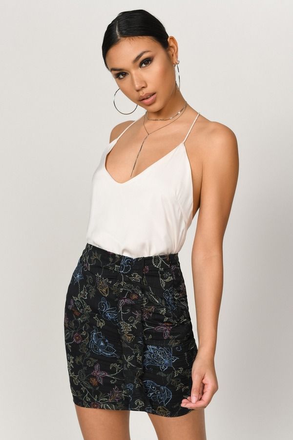 Eli Floral Mini Skirt - Black Multi