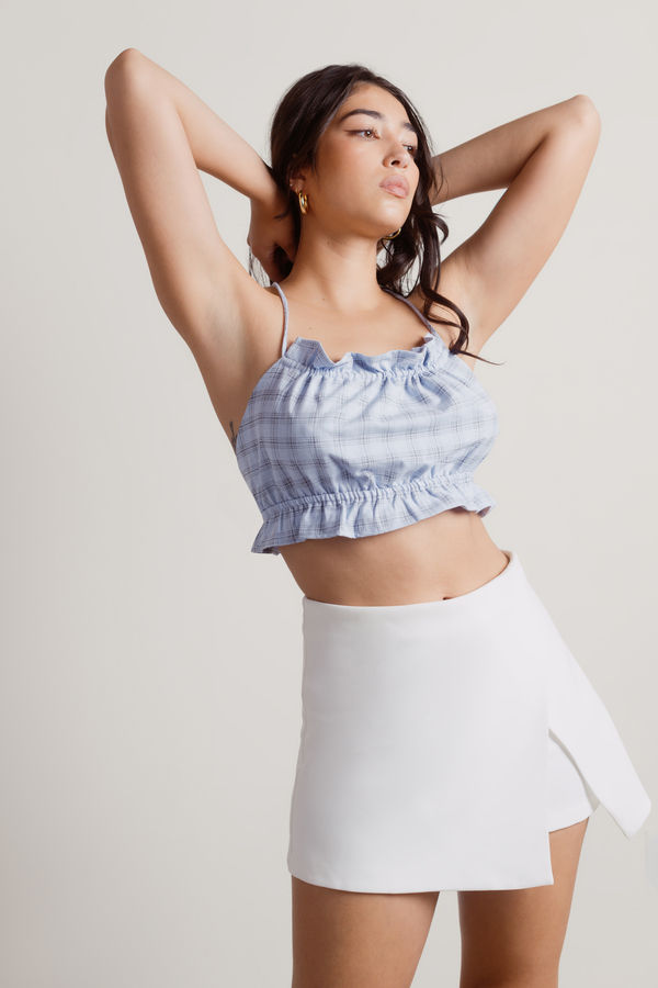 Get A Clue Crop Top - Blue