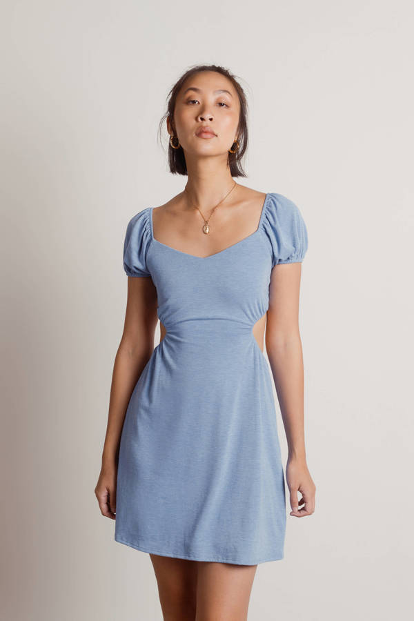 Stacie Open Back A-Line Mini Dress - Blue
