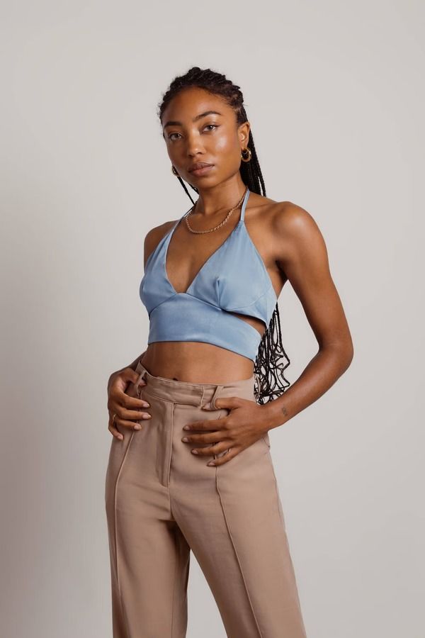 Want You Around Crop Top - Blue
