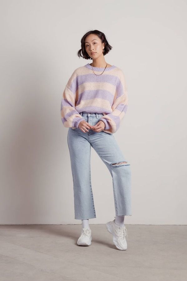 Kehlani Stripe Sweater - Blush Lavender