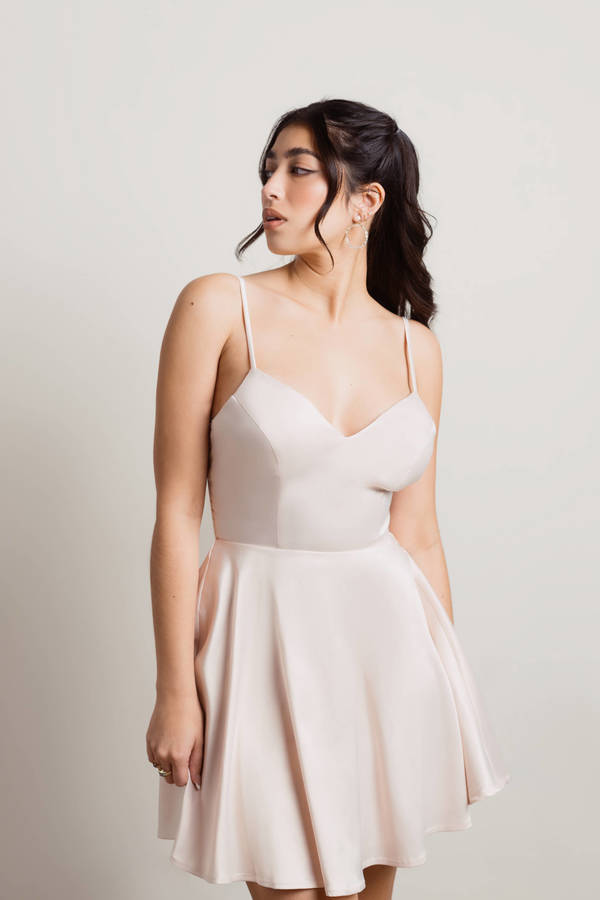 Loraine Open Back Skater Mini Simple Wedding Dress - Cream