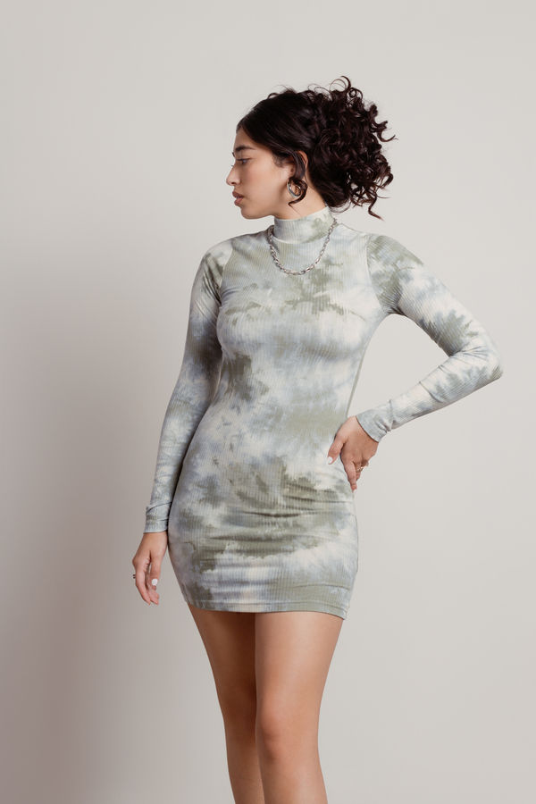 Cain Tie Dye Tie Dye Ribbed Mini Dress - Green