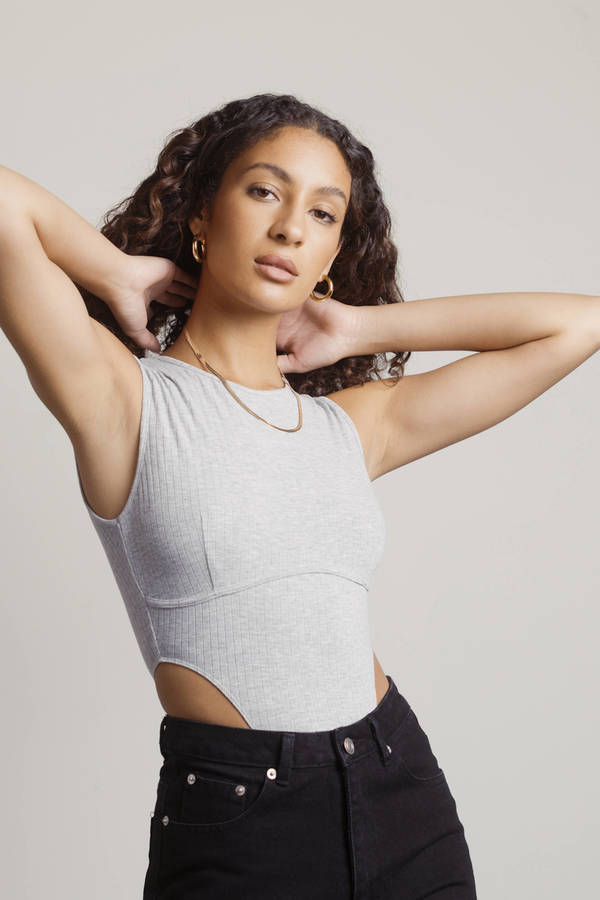 Darcy High Sides Bodysuit - Grey