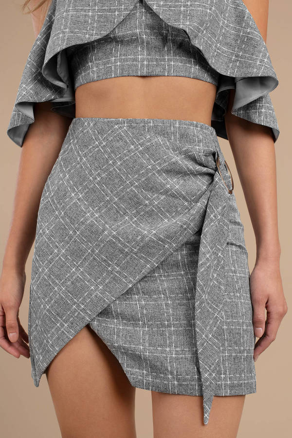 Stylestalker Edwina Wrap Mini Skirt - Grey