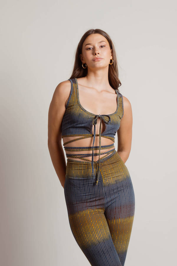 Fun Night Out Crop Top - Grey Multi