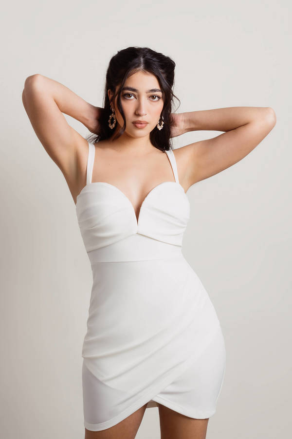 Alexandria Surplice Bodycon Mini Dress - Ivory