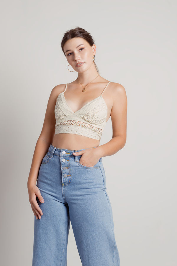 Catch My Thoughts Eyelet Bralette - Ivory