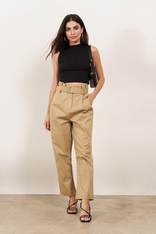 Laura Paperbag Pants - Khaki