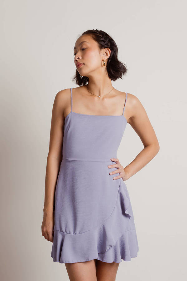Dance By Open Back Wrap Mini Dress - Lavender