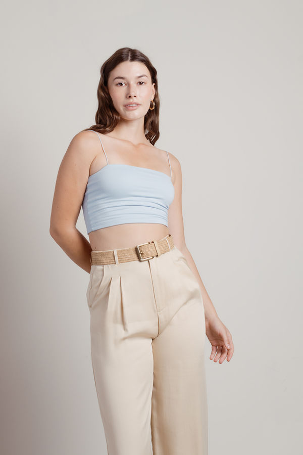 One At A Time Crop Top - Light Blue