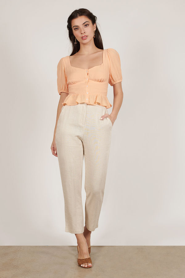 Naomi Button Up Blouse - Light Orange