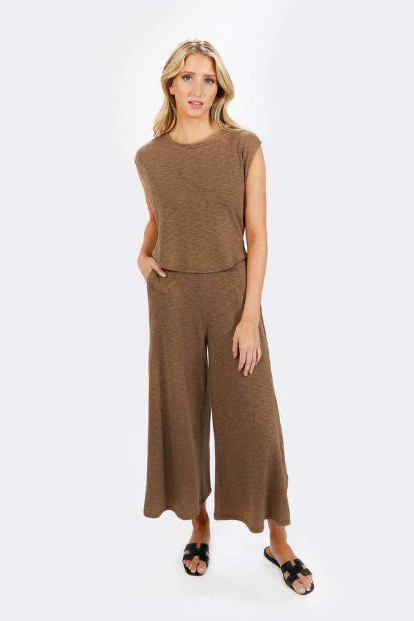 Kirah Wide Leg Jumpsuit - Mocha