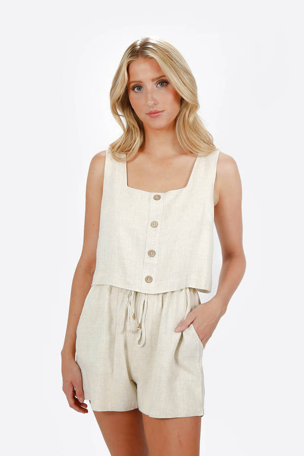 Amarie Linen Romper - Natural