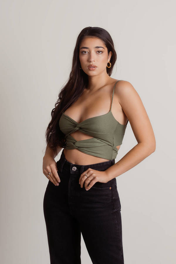 Crash Into You Crop Top - Olive