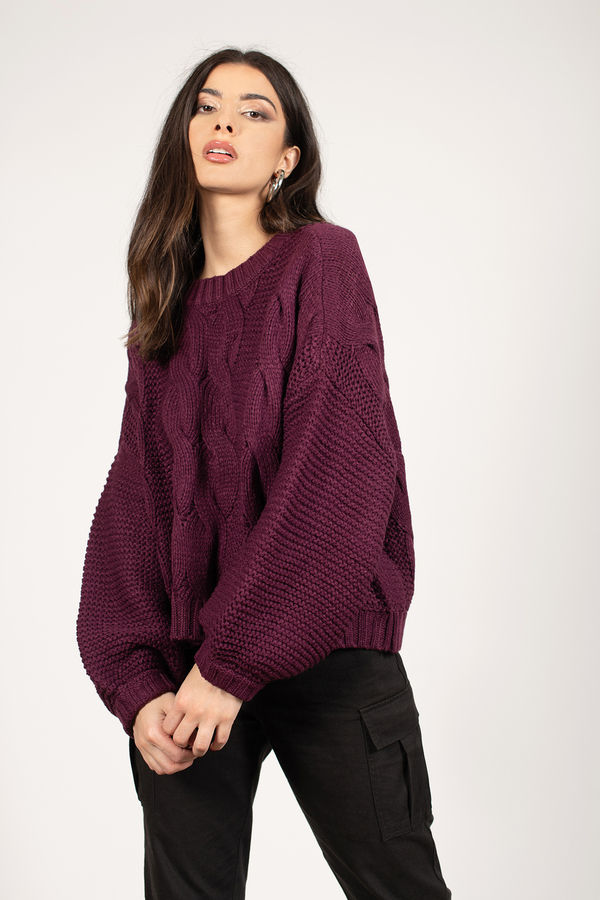 Kacey Chunky Knit Sweater - Plum
