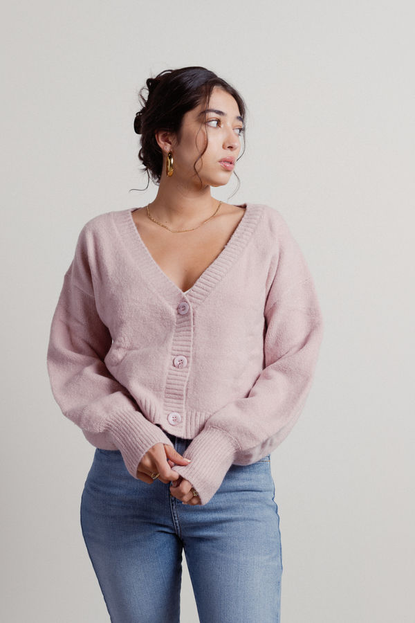 Keep Me Company Sweater Cardigan - Rose