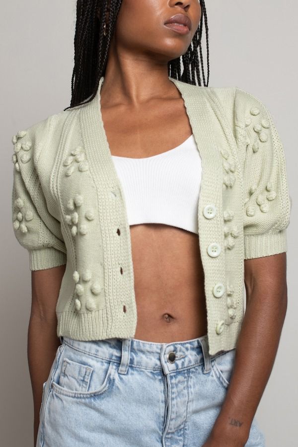 Hayden Embroidered Cardigan - Sage