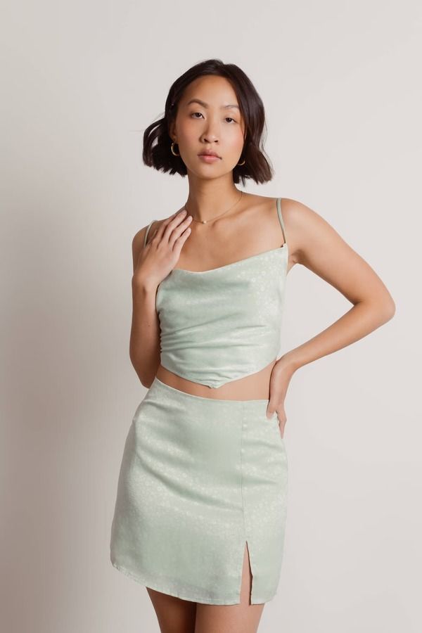 Is It Over Floral Mini Skirt - Sage