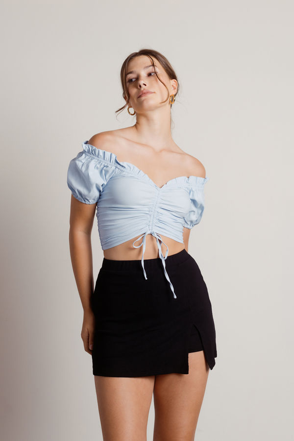 Margaret Crop Top - Sky Blue