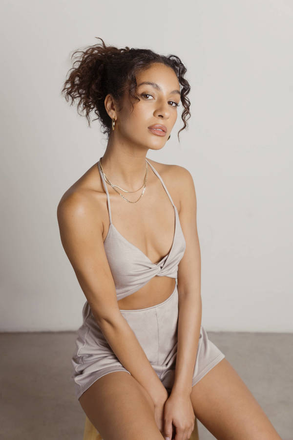 Rachel Cutout Romper - Taupe