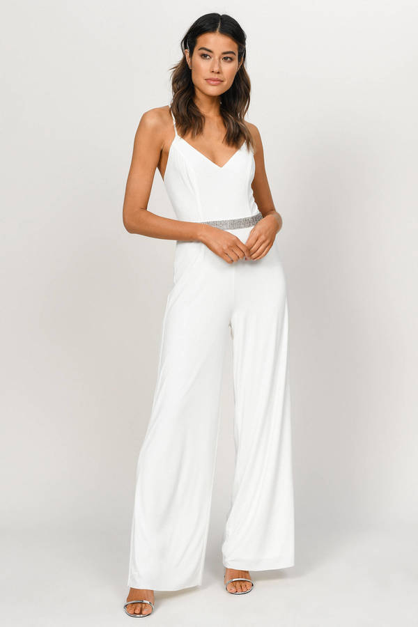 Late Night Cross Back Jumpsuit - White