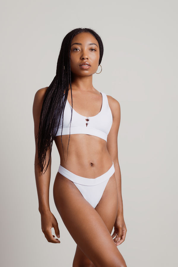 Left On Read High Waist Bikini Set - White