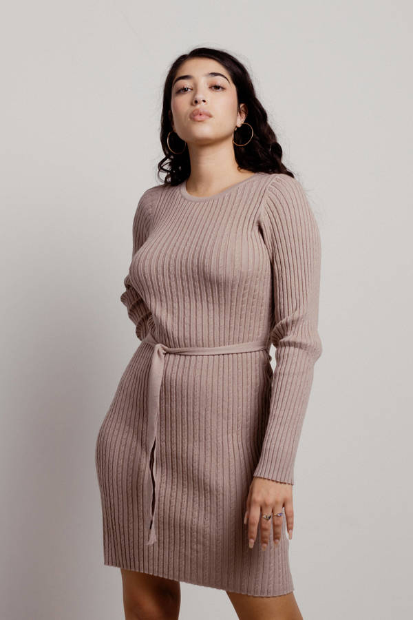 Reste Cable Knit Sweater Mini Dress - Mocha