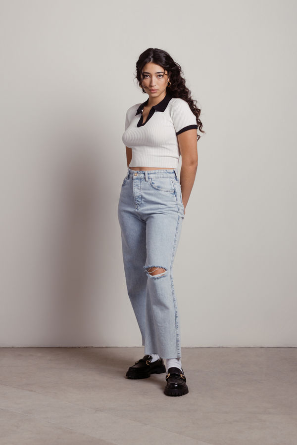 Calypso Crop Top - White & Black