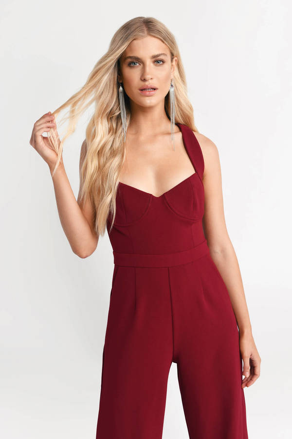 Yessenia Cross Back Jumpsuit - Wine