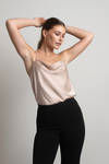 Fortune Cowl Neck Bodysuit - Beige