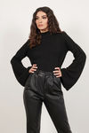 Handle With Flare Turtleneck Sweater - Black