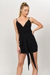 Isabella Plunging Wrap Mini Dress - Black