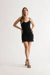 Penelope Ruched Bodycon Mini Dress - Black