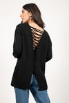 Shallow Waters Lace Up Sweater - Black