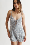 Dainty Daisy Keyhole Romper - Blue