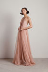 Here To Slay Plunging High Slit Maxi Dress - Blush