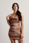 Stone Cold Desert Ruched Bodycon Mini Dress - Brown