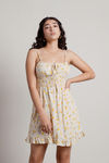 Kelley Floral Skater Mini Dress - Cream