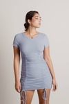 Kareena Ruched Bodycon Mini Dress - Dusty Blue