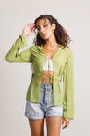Take Me Out Open Front Blouse - Green