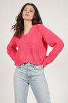 Tori Distressed Sweater - Hot Pink 