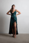 Alisa Asymmetrical Ruffle Maxi Dress - Hunter Green