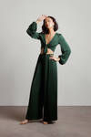 Fall Back Front Tie Top and Pants Set - Hunter Green