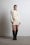Arabelle Off The Shoulder Sweater Mini Dress - Ivory