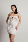 Before I Love Front Tie Satin Mini Dress - Ivory